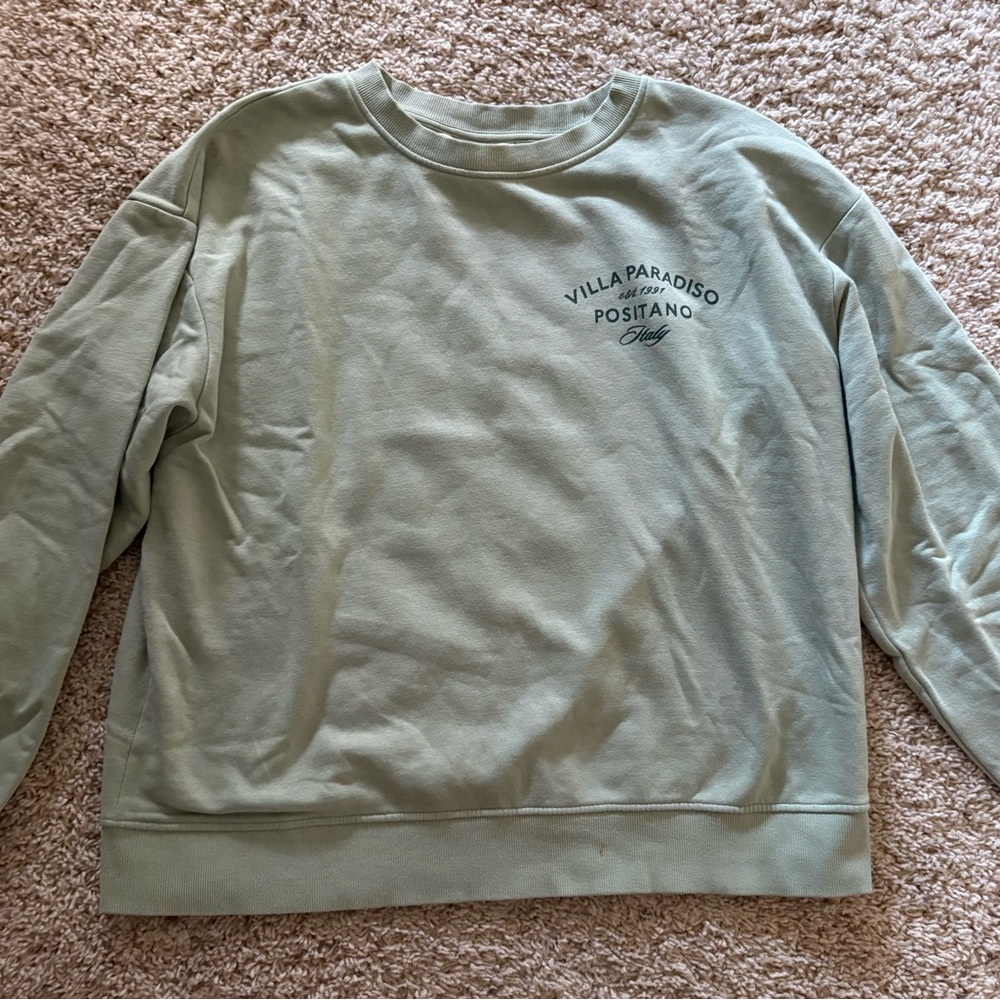 H&M Green Crewneck Sweater Soft Cotton Blend
